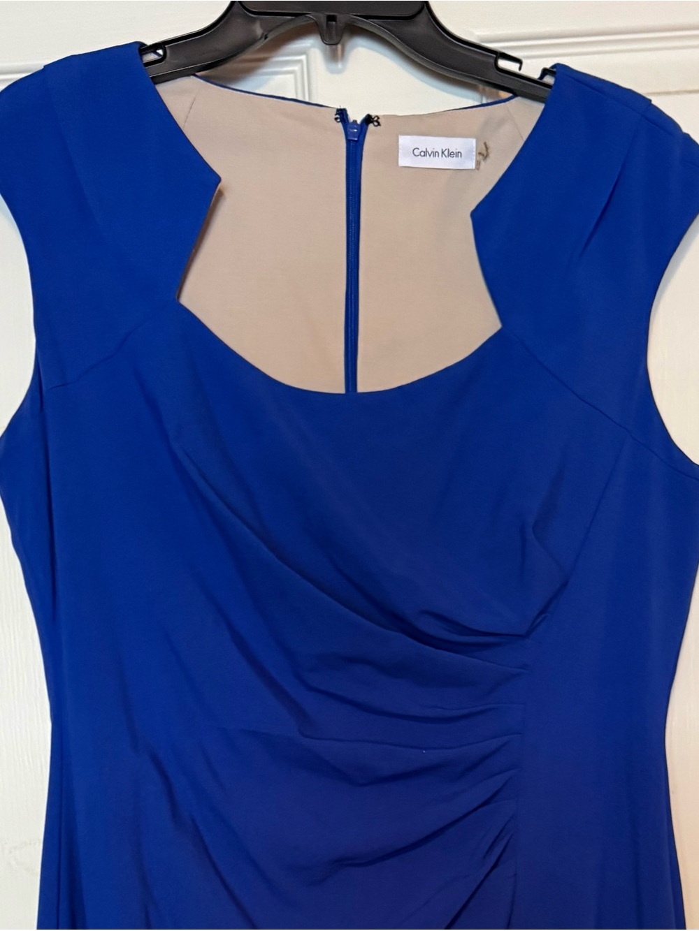 Calvin Klein Royal Blue Cap Sleeve Ruched Dress
